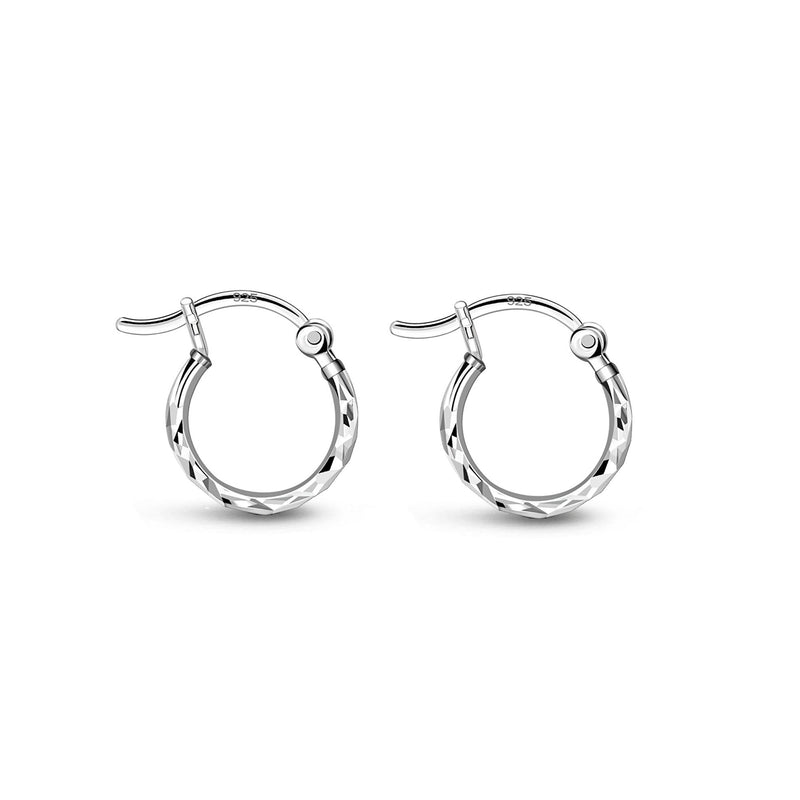 Sterling Silver Dinky Diamond Cut Hoop Earrings