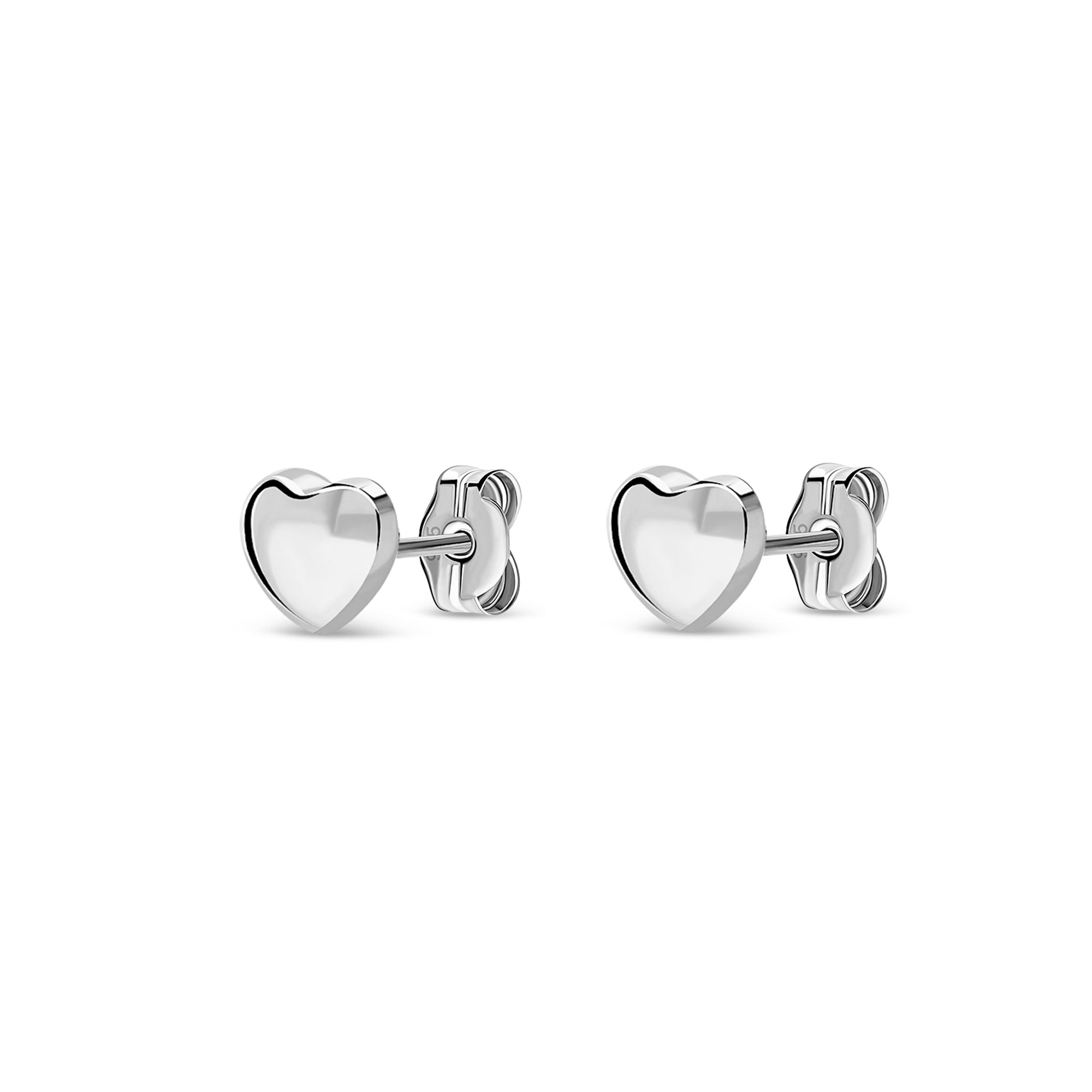 Sterling Silver Large Plain Heart Stud Earrings