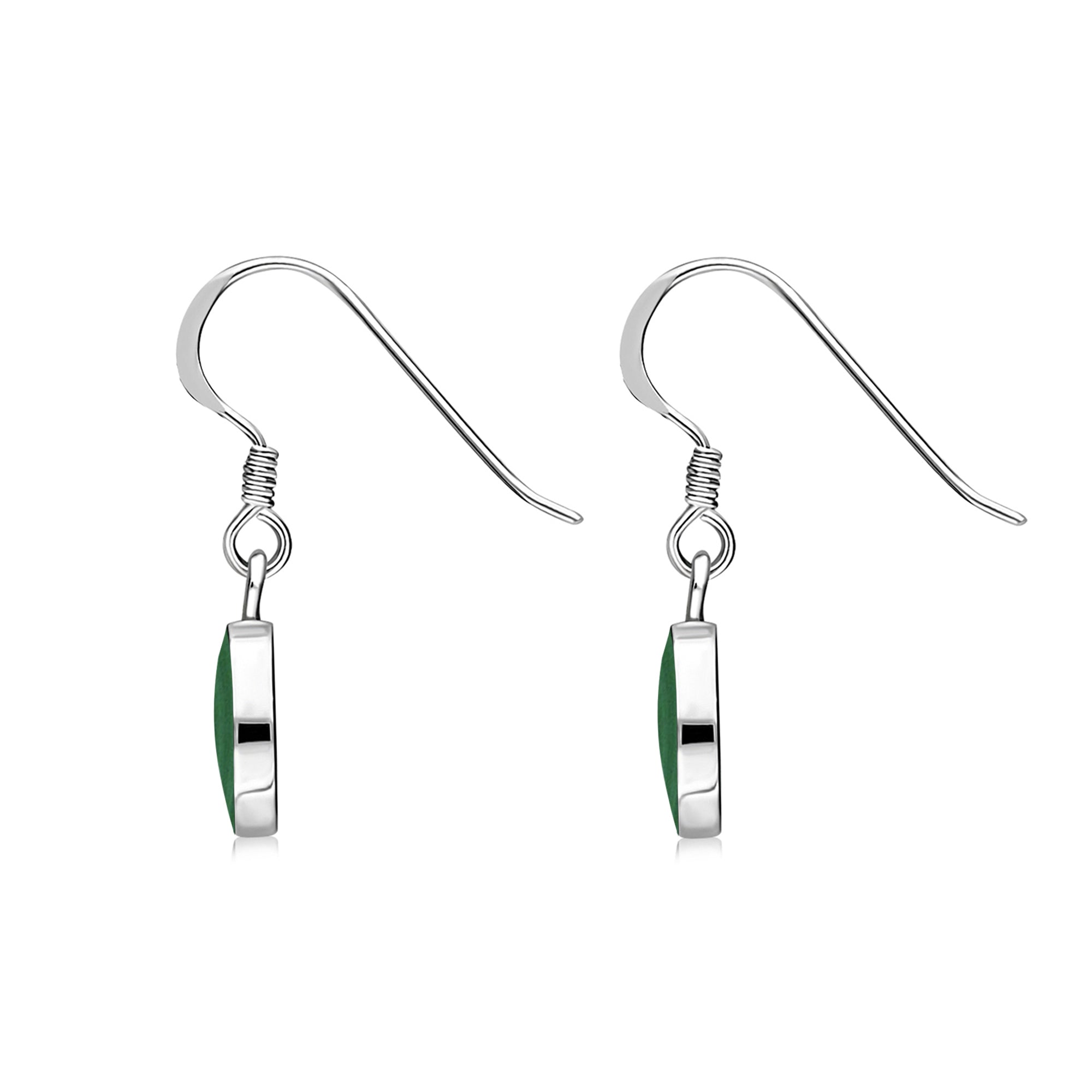 Sterling Silver Malachite Heart Drop Earrings