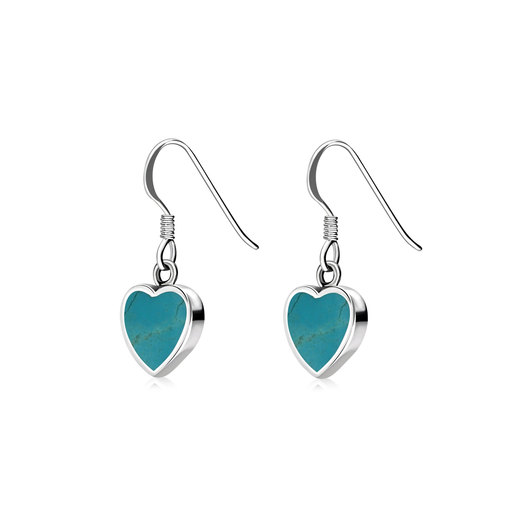 Sterling Silver Turquoise Heart Drop Earrings