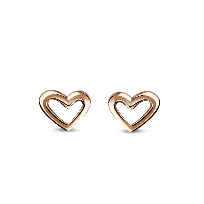Rose Gold Vermeil Open Heart Stud Earrings