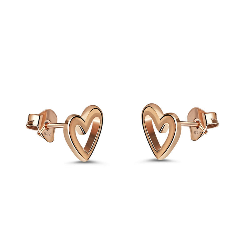 Rose Gold Vermeil Open Heart Stud Earrings
