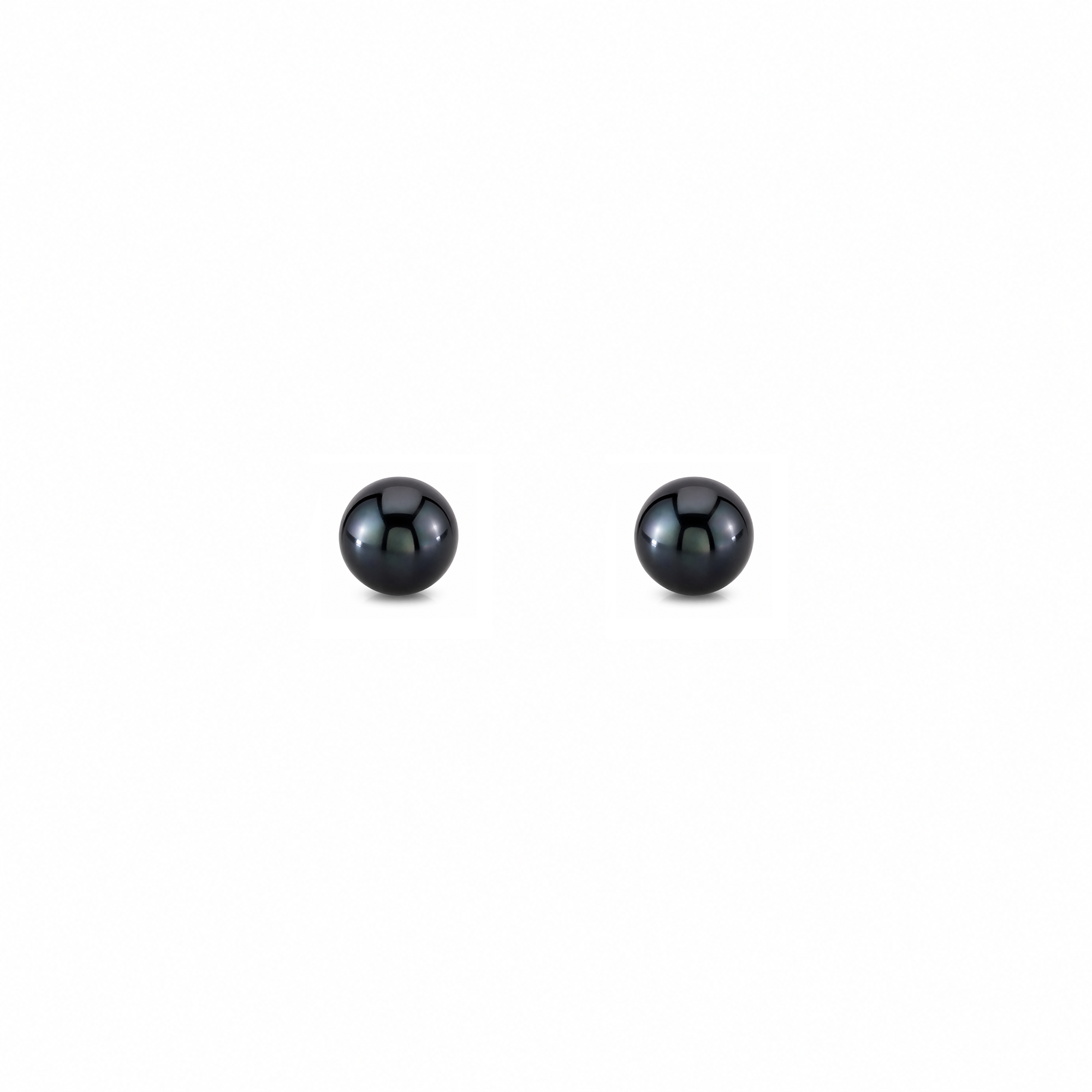 Sterling Silver Black Pearl Button Stud Earrings
