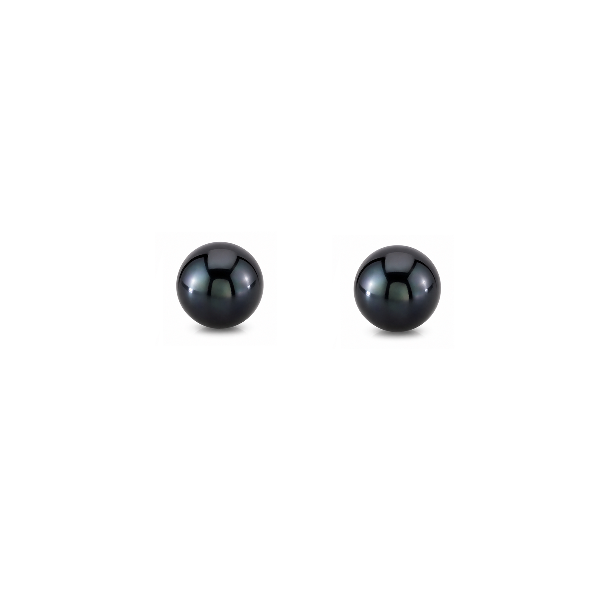 Sterling Silver Black Pearl Button Stud Earrings