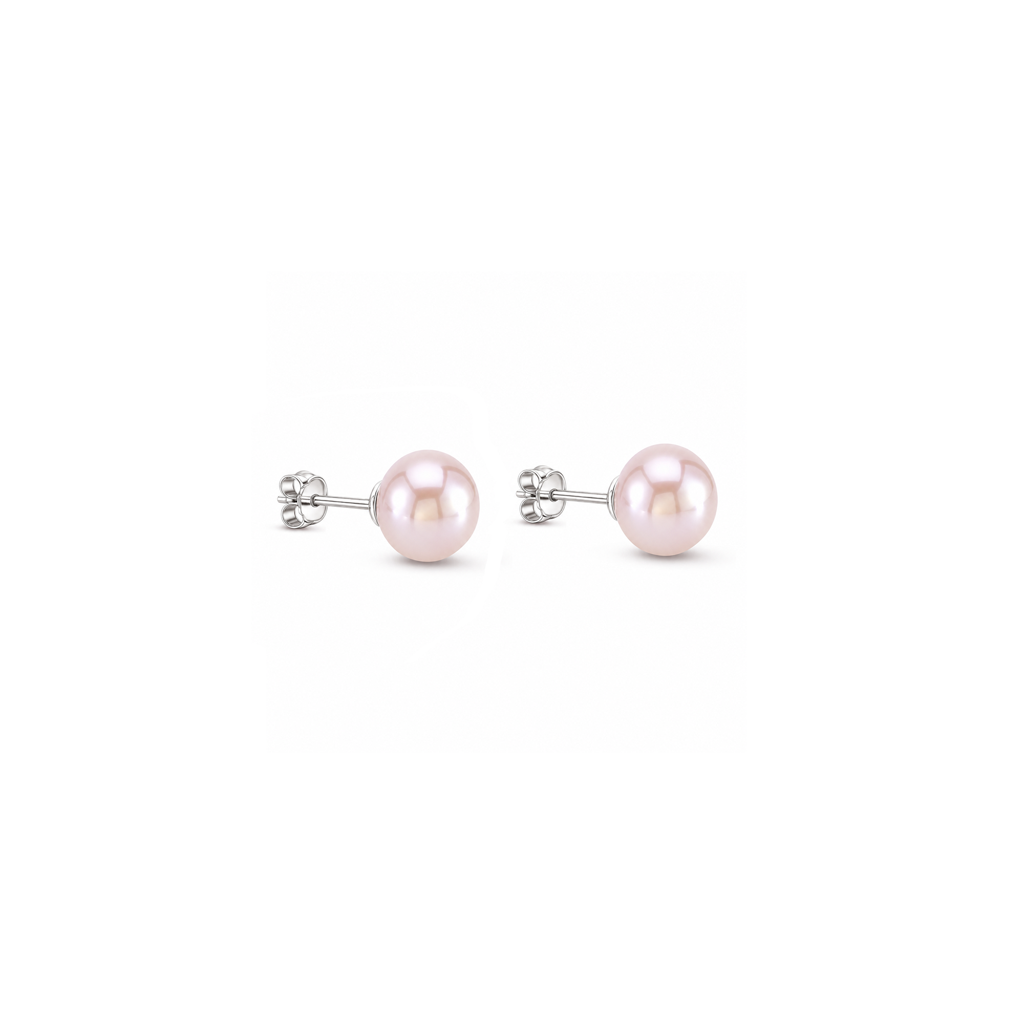Sterling Silver Pink Pearl Button Stud Earrings