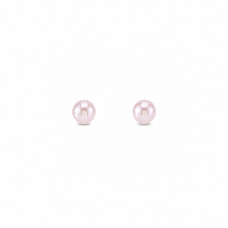 Sterling Silver Pink Pearl Button Stud Earrings