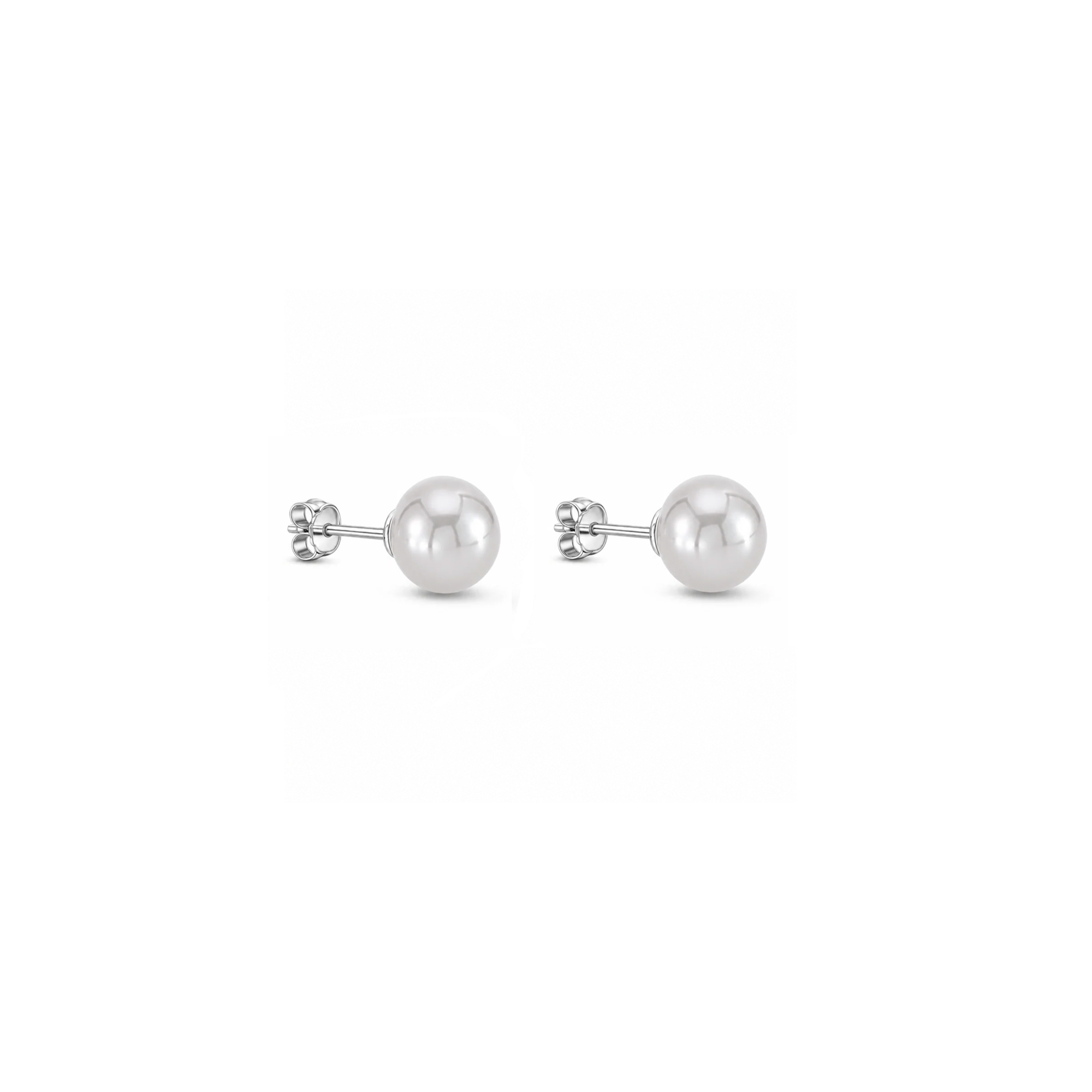 Sterling Silver Grey Pearl Button Stud Earrings
