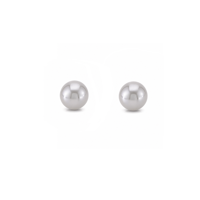 Sterling Silver Grey Pearl Button Stud Earrings