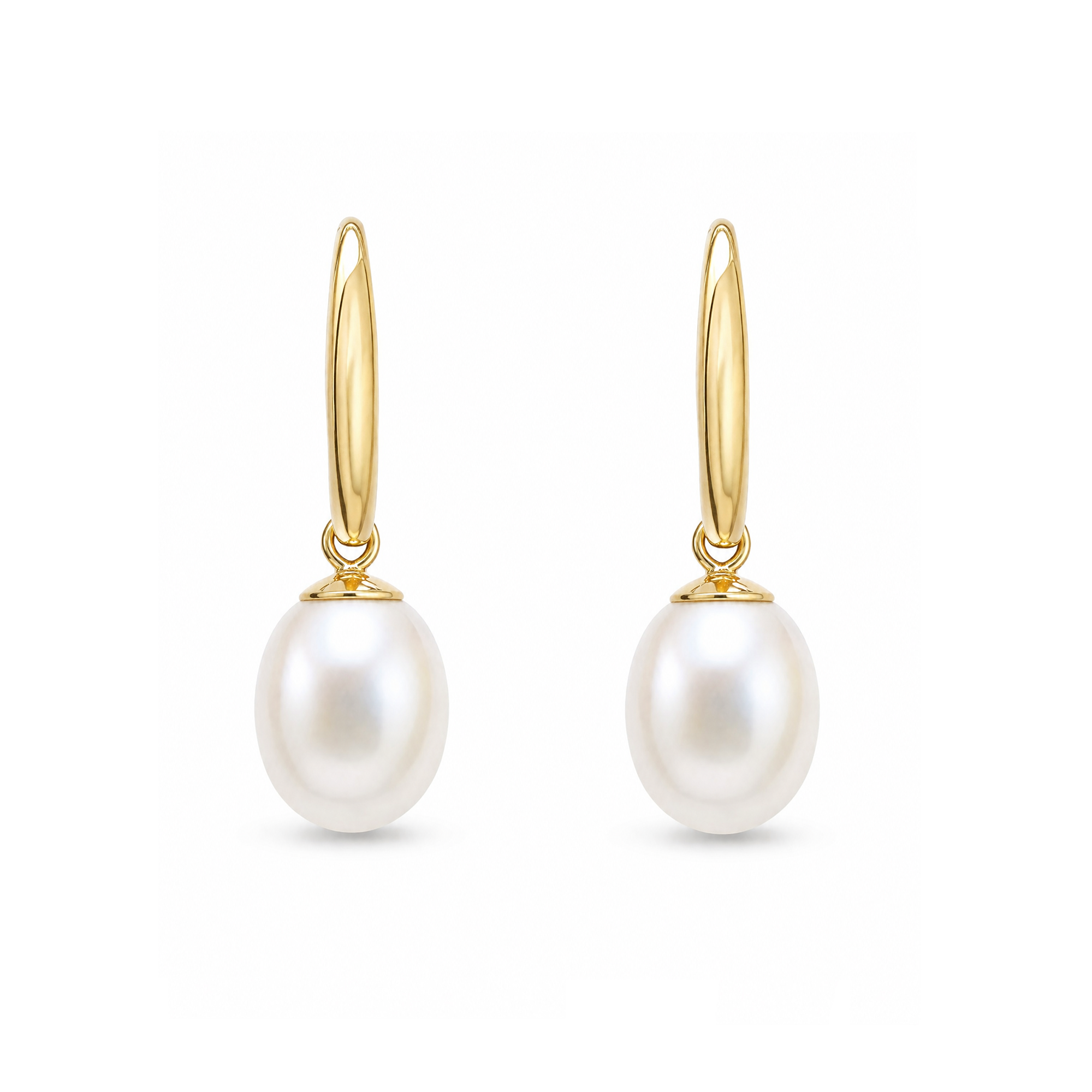 9ct Yellow Gold Pearl Teardrop Drop Earrings