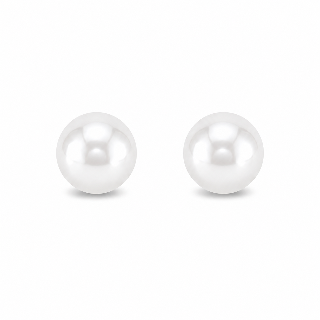 Sterling Silver Pearl Button Stud Earrings