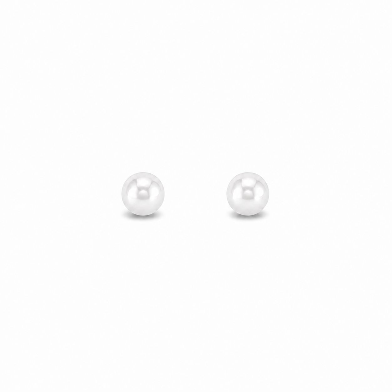 Sterling Silver Pearl Button Stud Earrings