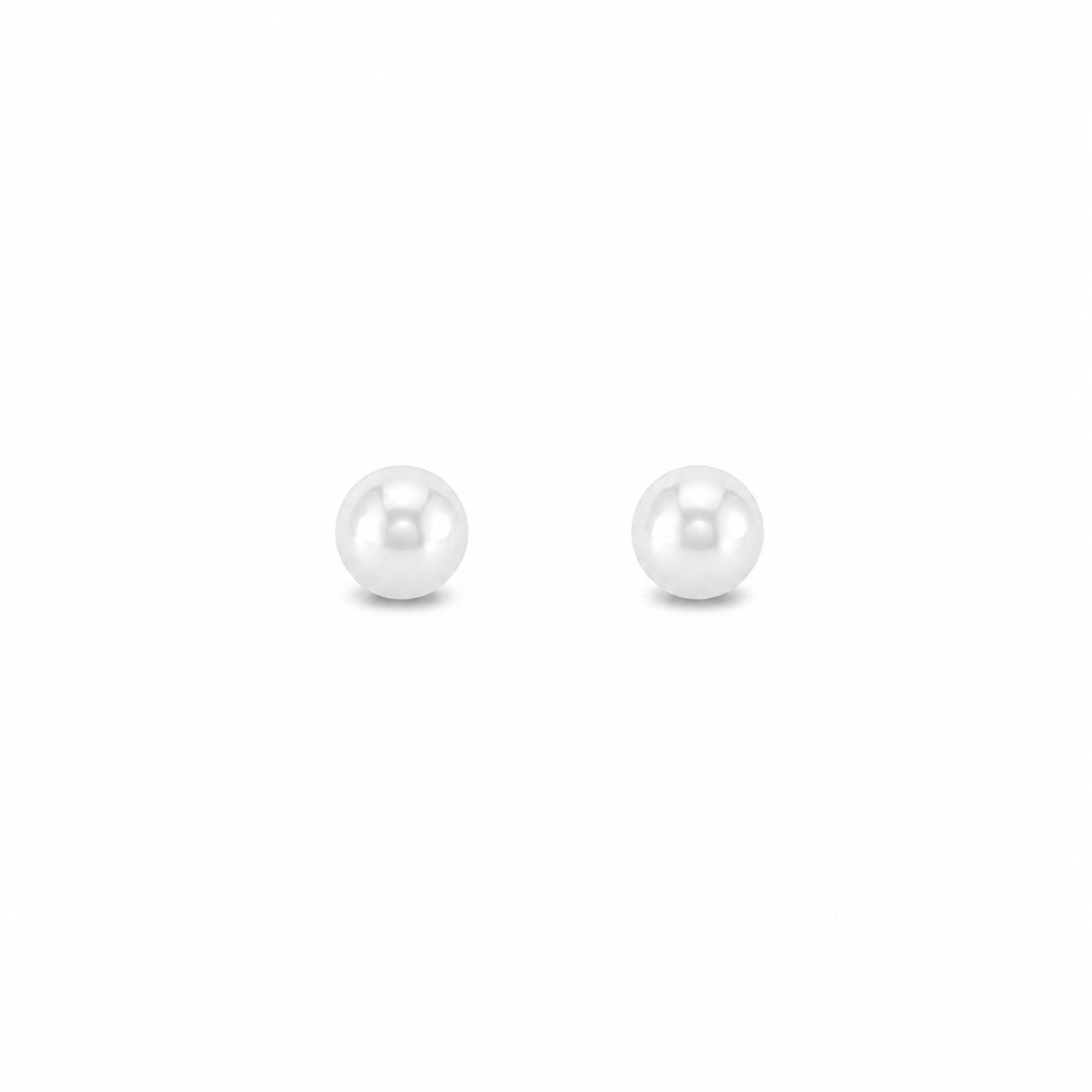 Sterling Silver Pearl Button Stud Earrings
