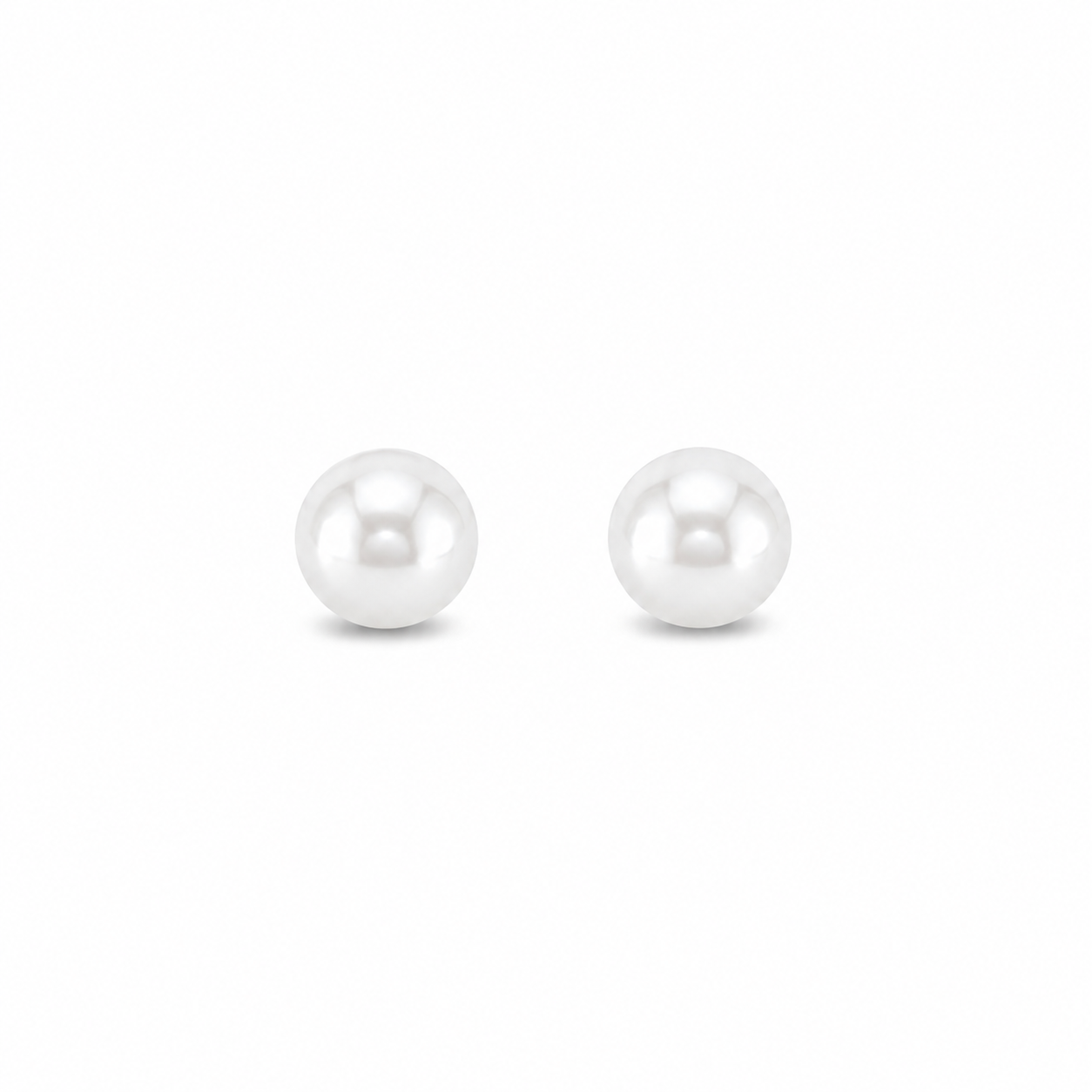 Sterling Silver Pearl Button Stud Earrings