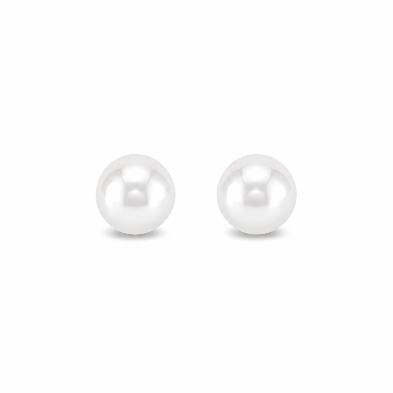 Sterling Silver Pearl Button Stud Earrings