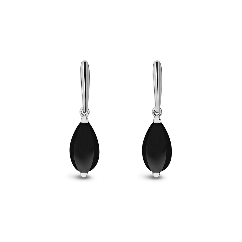 Sterling Silver Whitby Jet Teardrop Cradle Earrings