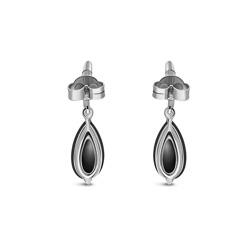 Sterling Silver Whitby Jet Teardrop Cradle Earrings