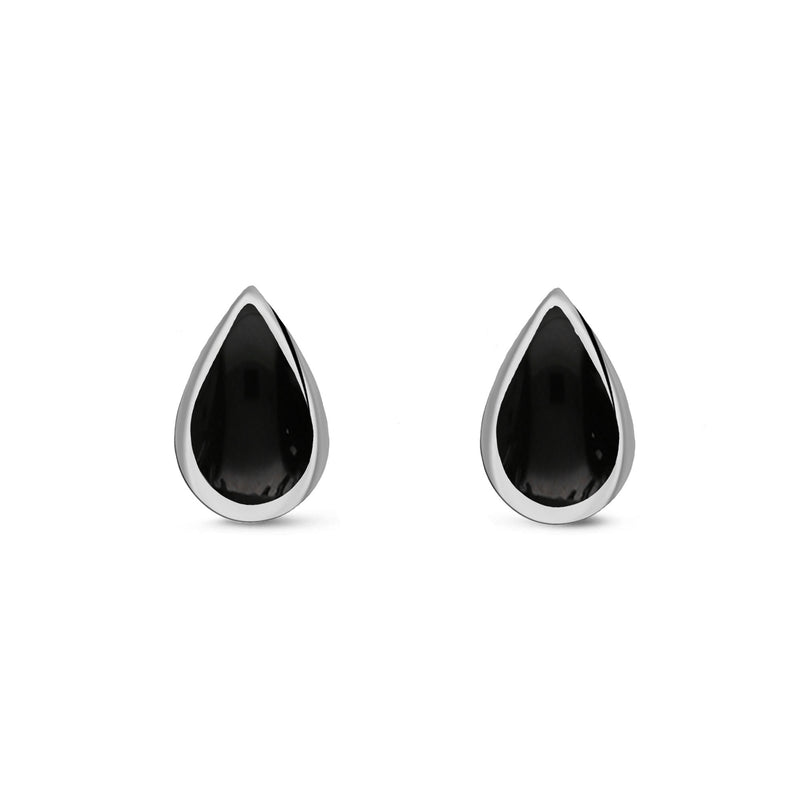 Sterling Silver Whitby Jet Teardrop Stud Earrings