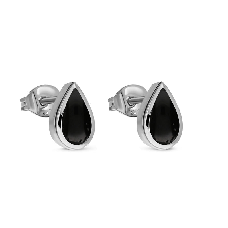 Sterling Silver Whitby Jet Teardrop Stud Earrings