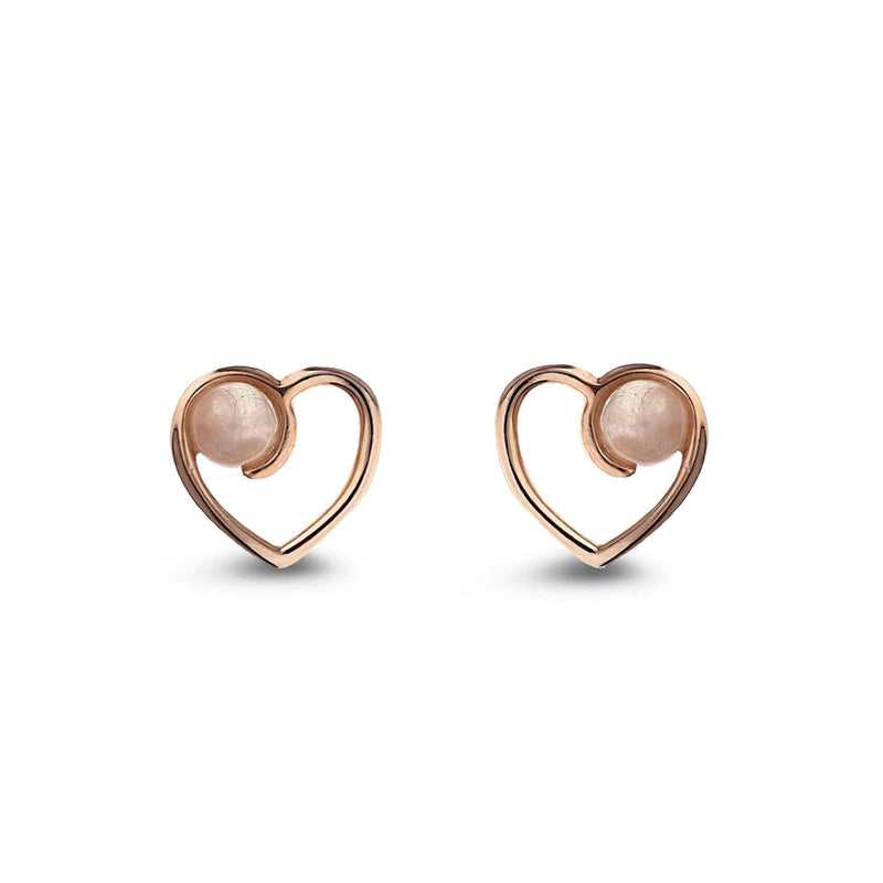Rose Gold Vermeil Rose Quartz Heart Stud Earrings