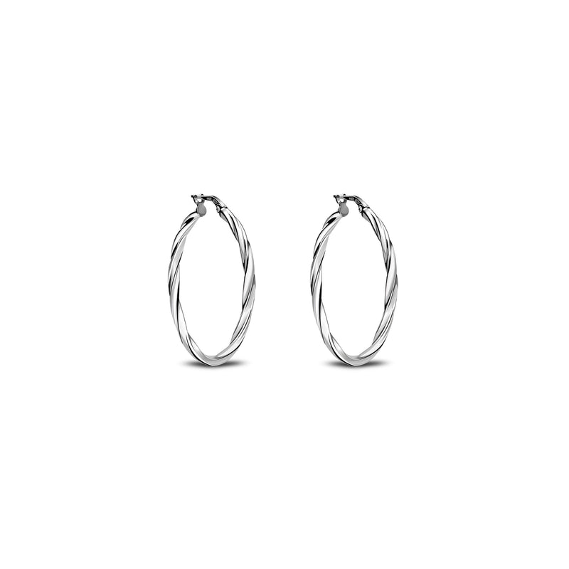 Sterling Silver 20mm Twist Hoop Earrings