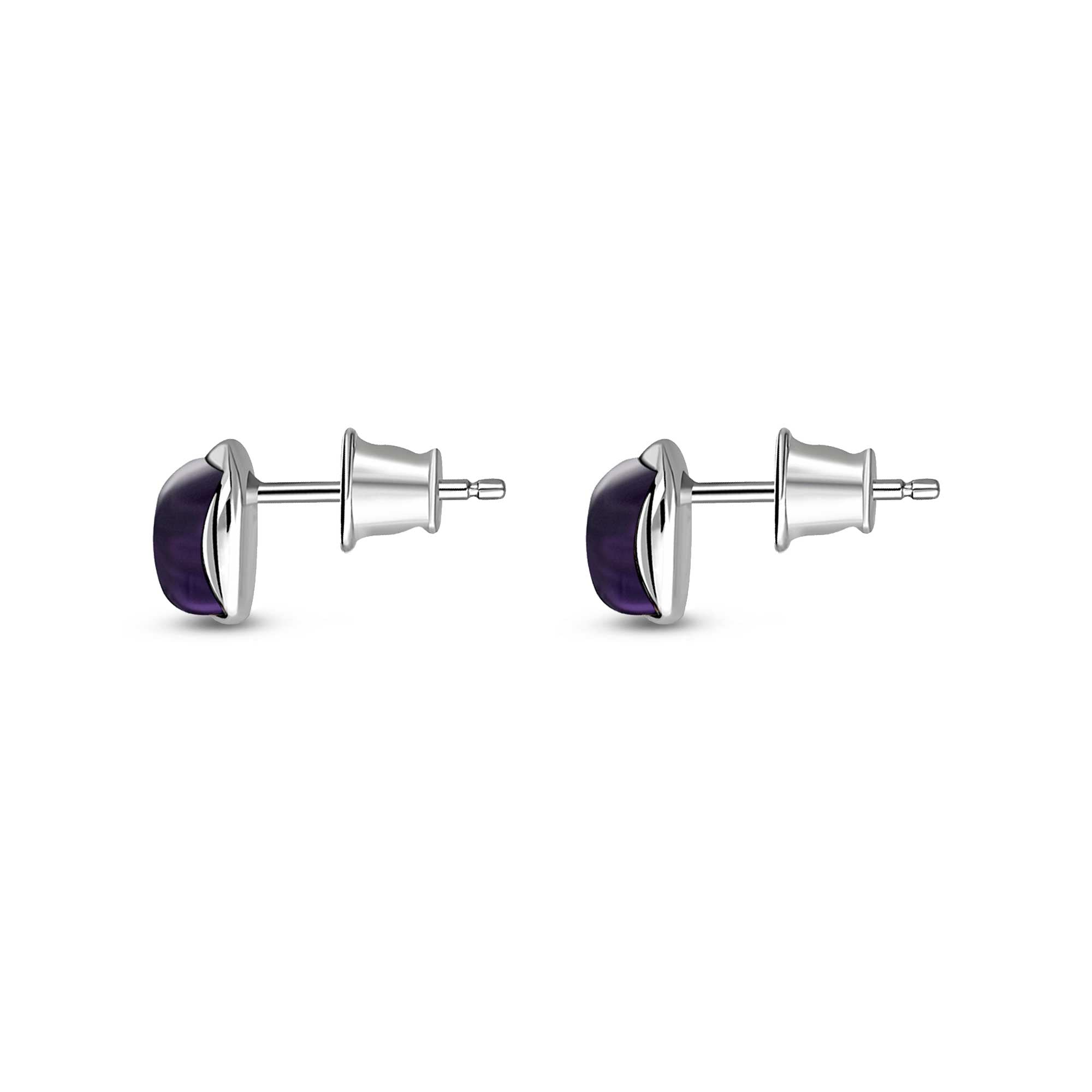 Sterling Silver Amethyst Designer Square Stud Earrings