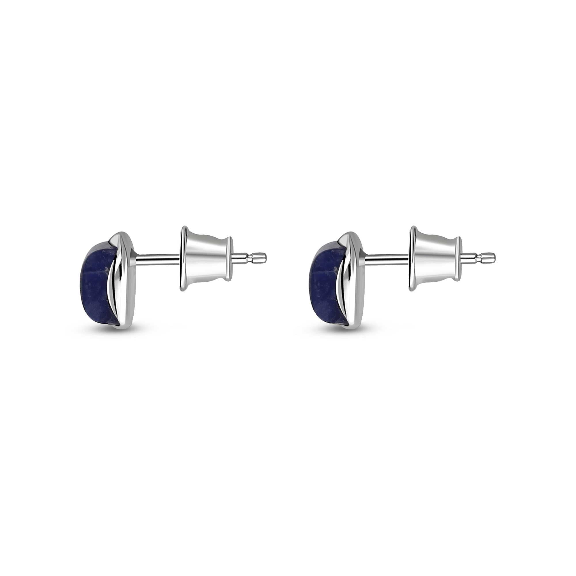 Sterling Silver Sodalite Designer Square Stud Earrings