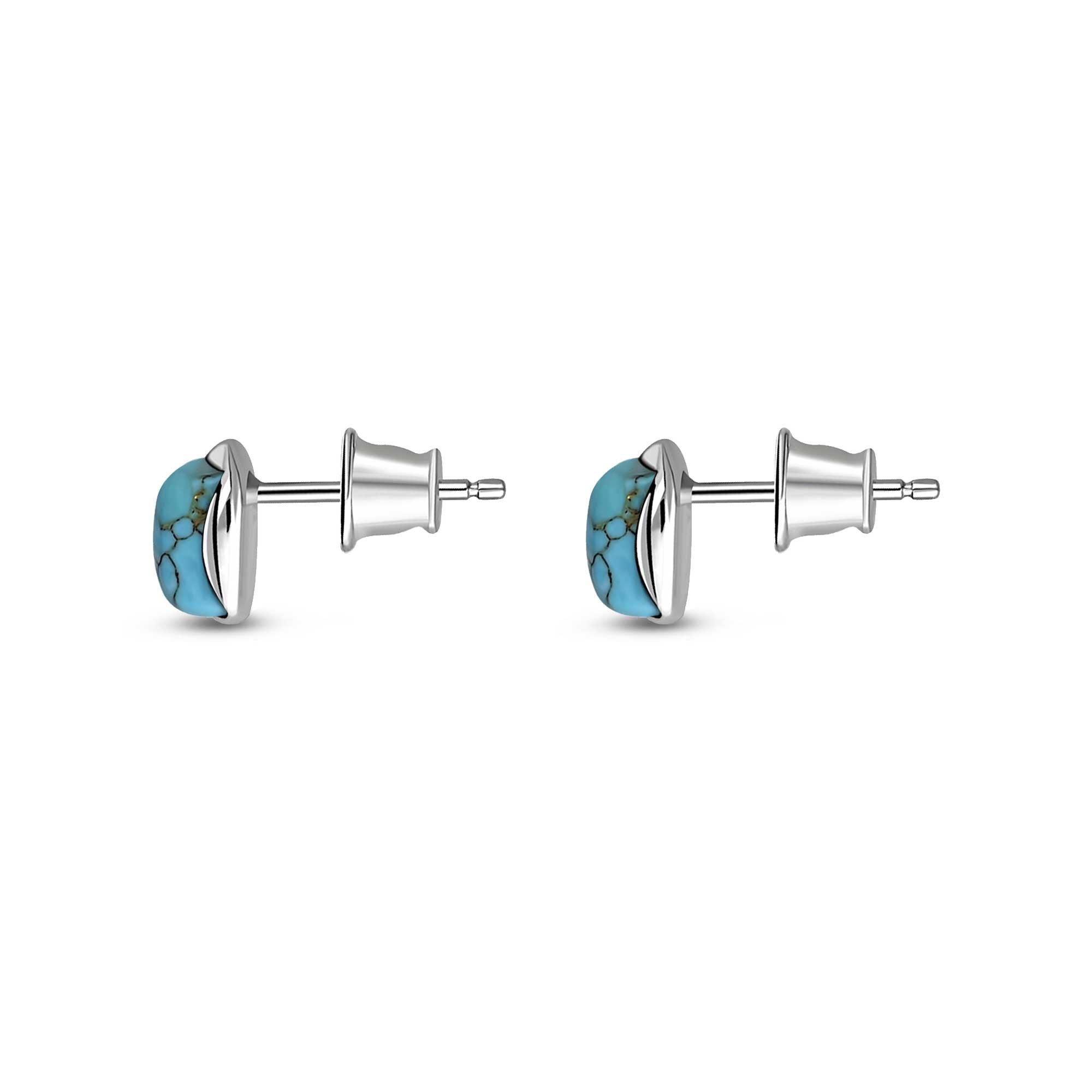 Sterling Silver Turquoise Designer Square Stud Earrings