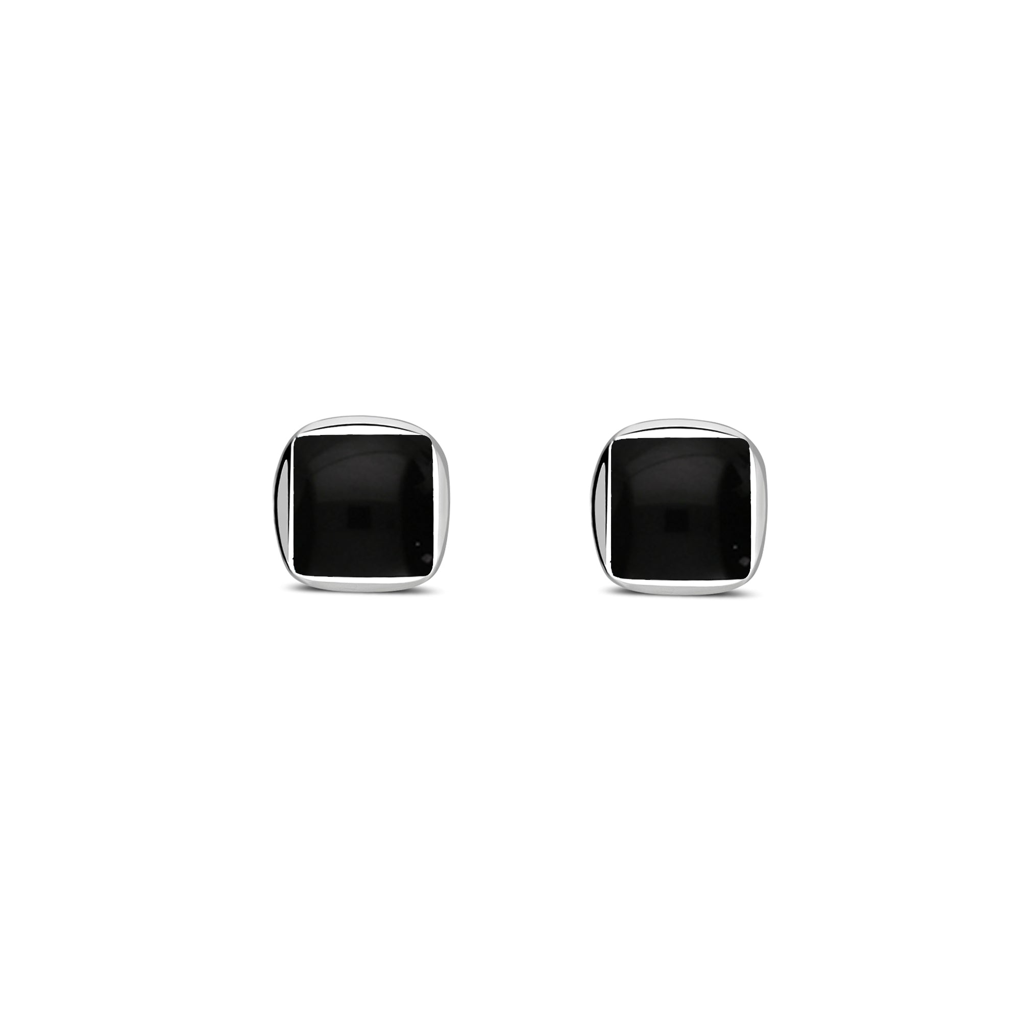 Sterling Silver Whitby Jet Designer Square Stud Earrings