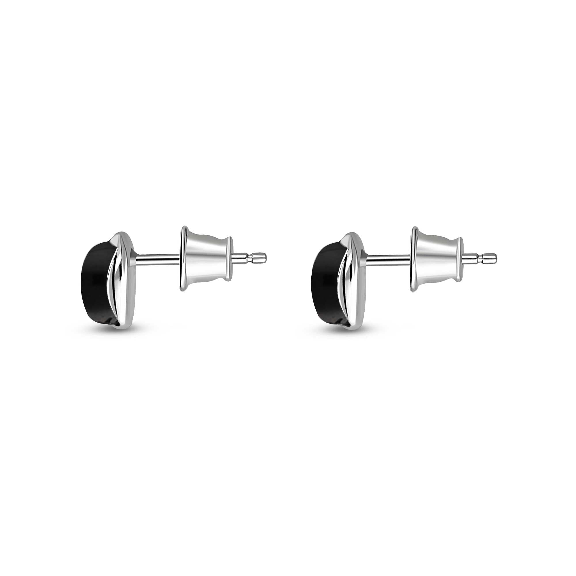 Sterling Silver Whitby Jet Designer Square Stud Earrings