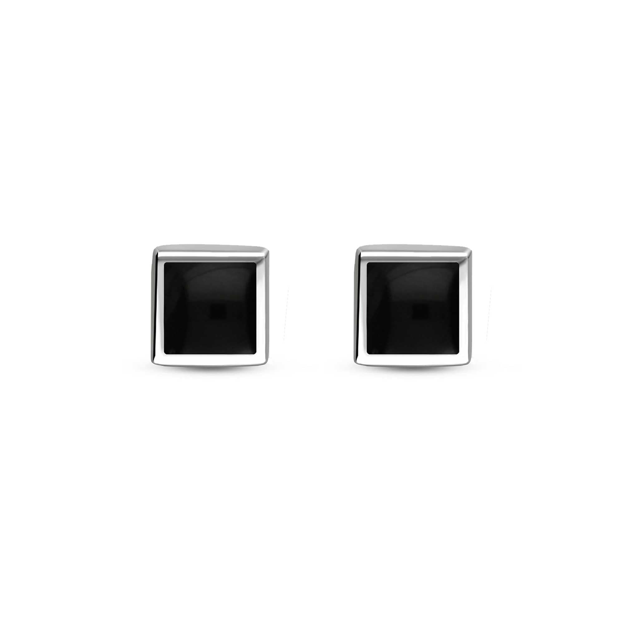 Sterling Silver Whitby Jet Large Square Stud Earrings