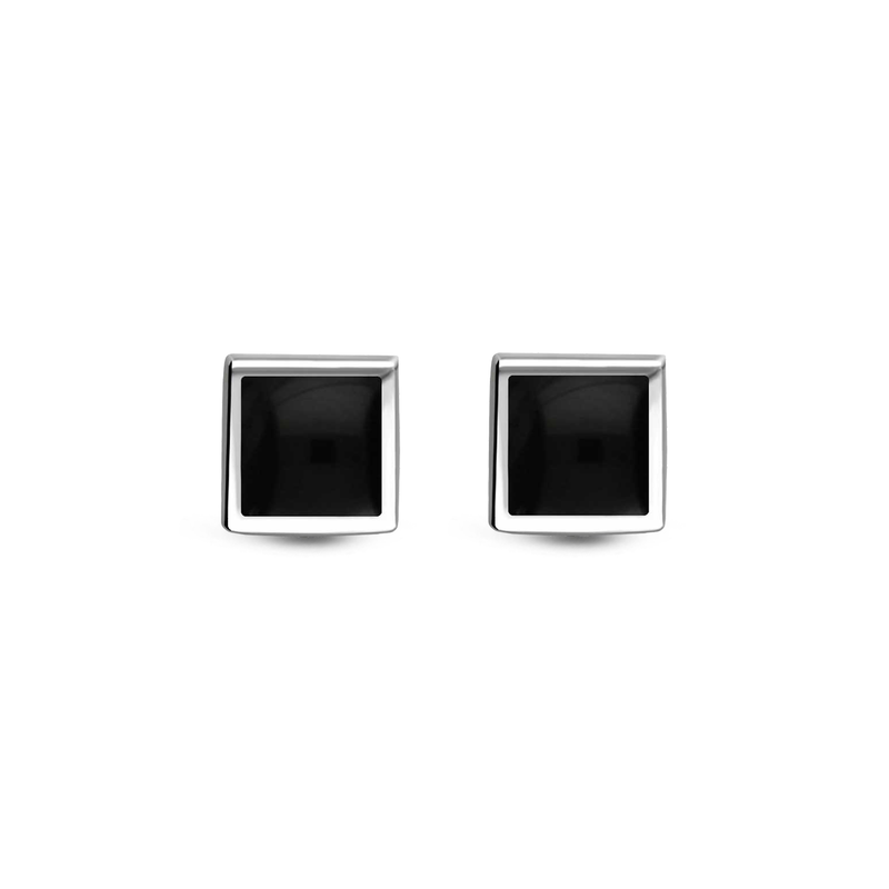 Sterling Silver Whitby Jet Large Square Stud Earrings