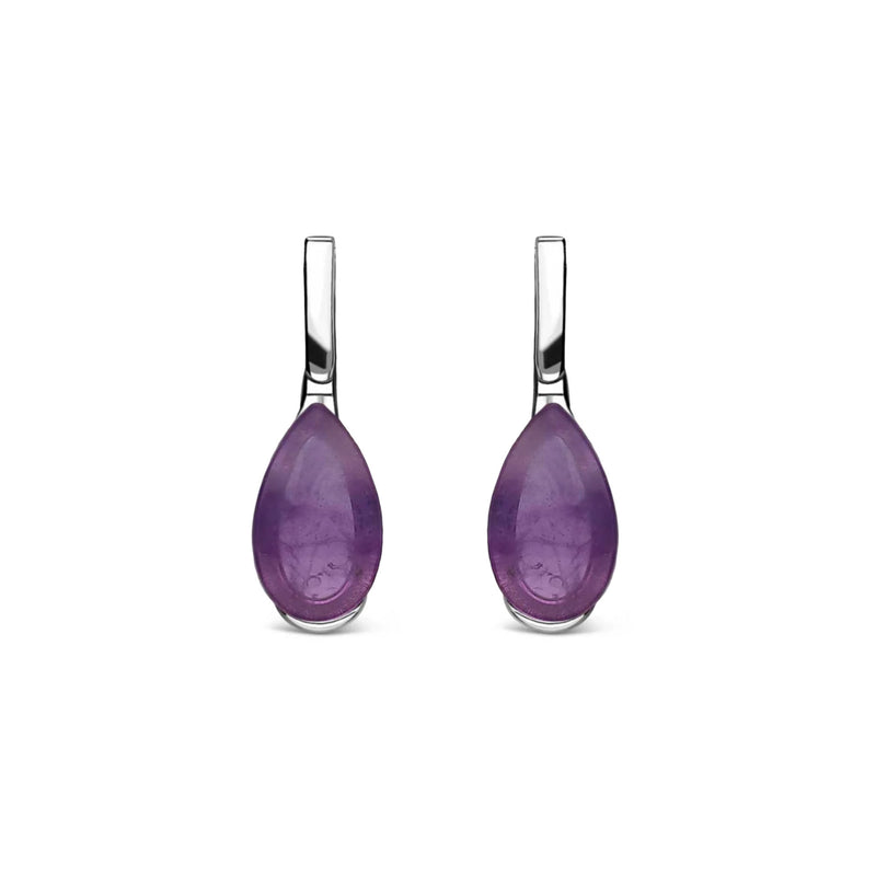 Sterling Silver Amethyst Teardrop Stud Earrings