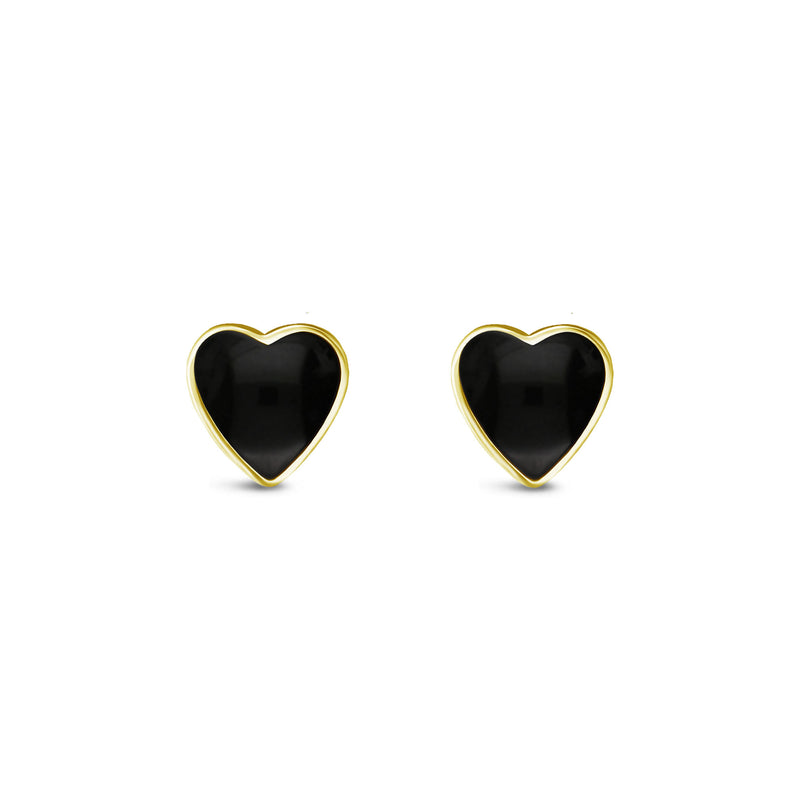Yellow Gold Vermeil Whitby Jet Heart Stud Earrings