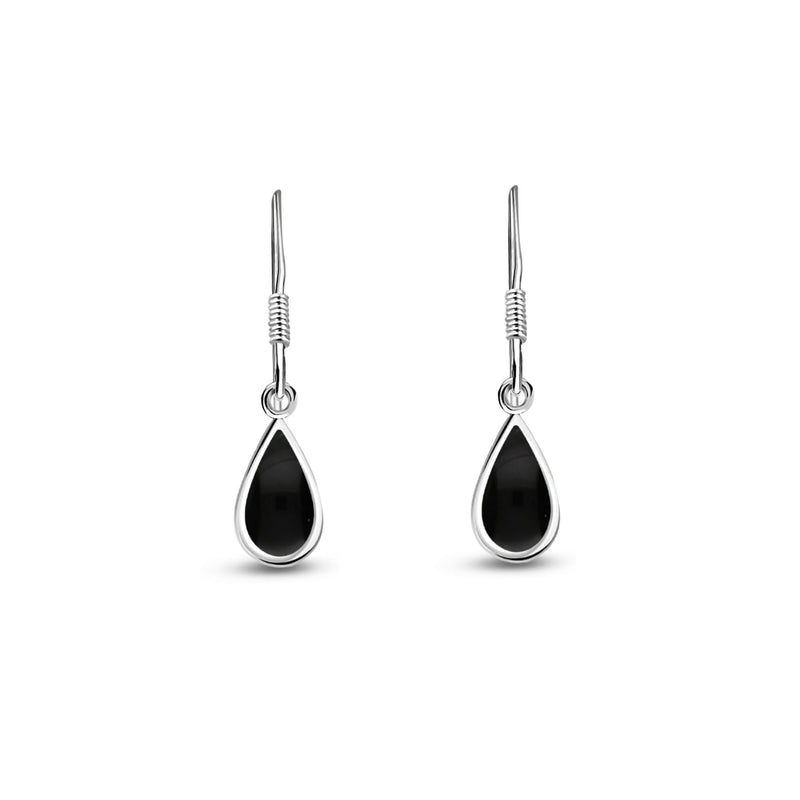 Sterling Silver Whitby Jet Teardrop Earrings