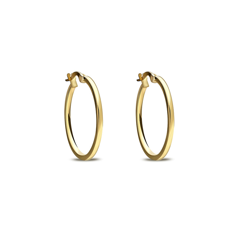 9ct Gold 25mm Classic Squared Hoop Earrings