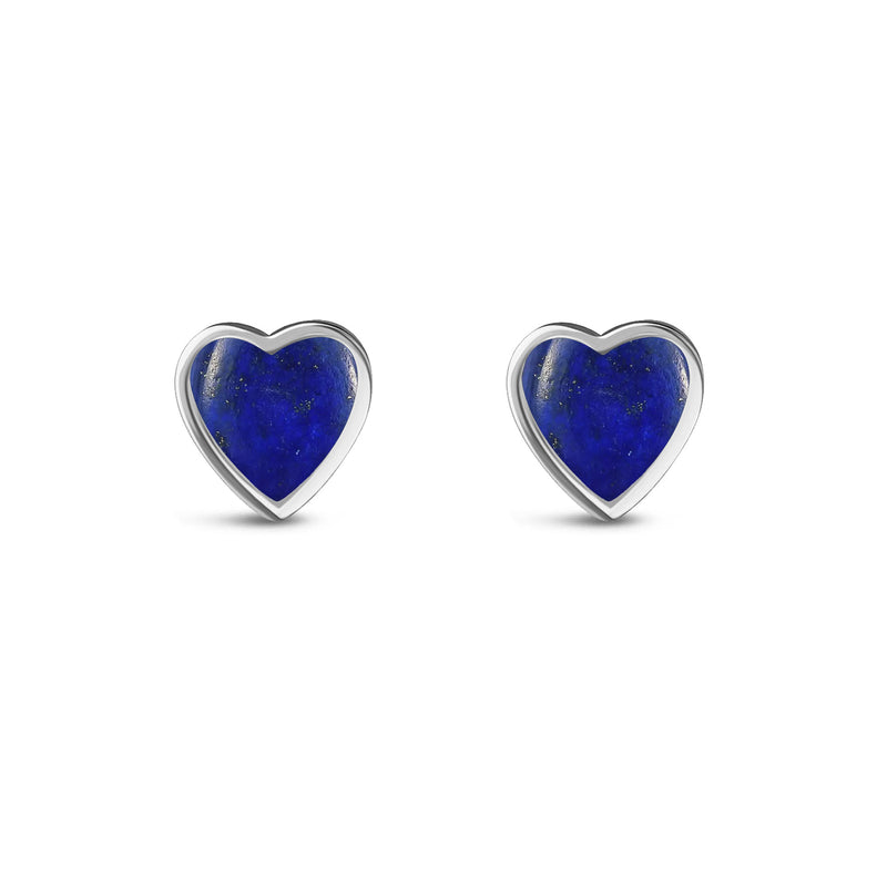 Sterling Silver Lapis Lazuli Large Heart Stud Earrings