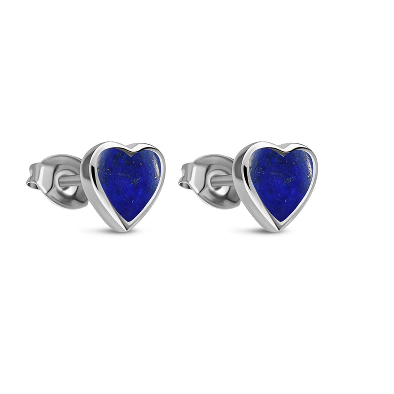 Sterling Silver Lapis Lazuli Large Heart Stud Earrings