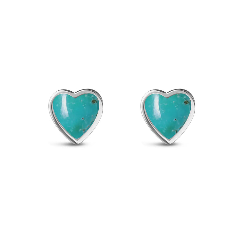 Sterling Silver Turquoise Large Heart Stud Earrings