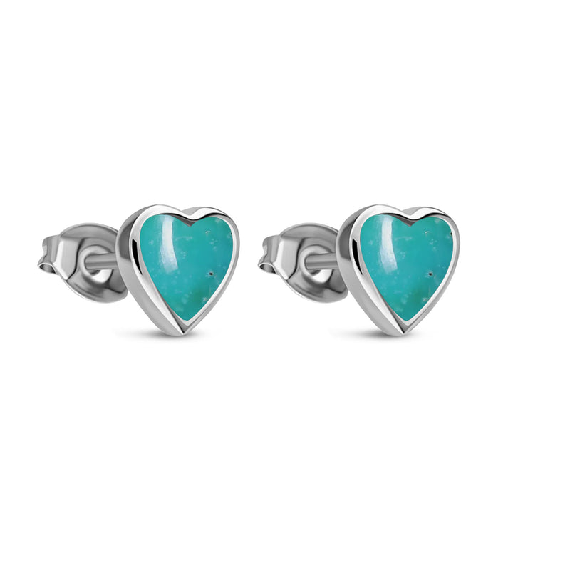 Sterling Silver Turquoise Large Heart Stud Earrings