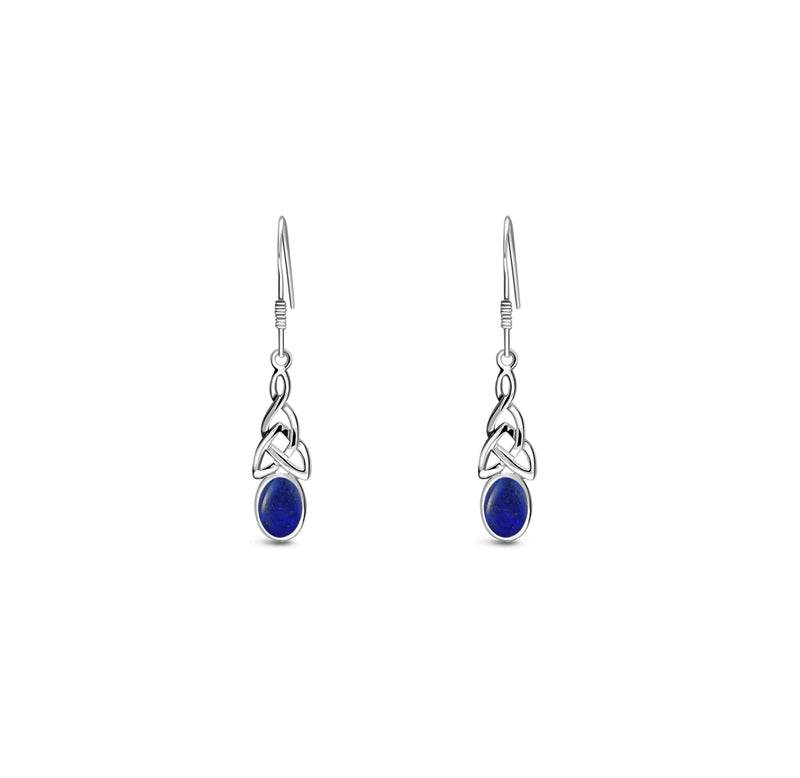 Sterling Silver Lapis Lazuli Dinky Celtic Oval Drop Earrings