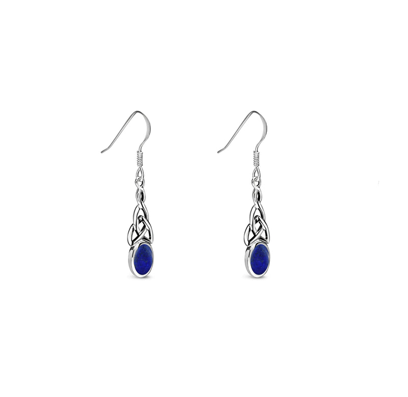 Sterling Silver Lapis Lazuli Dinky Celtic Oval Drop Earrings