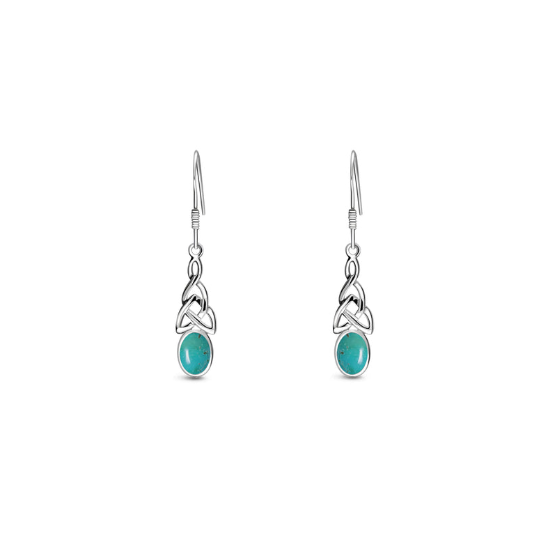 Sterling Silver Turquoise Dinky Celtic Oval Drop Earrings