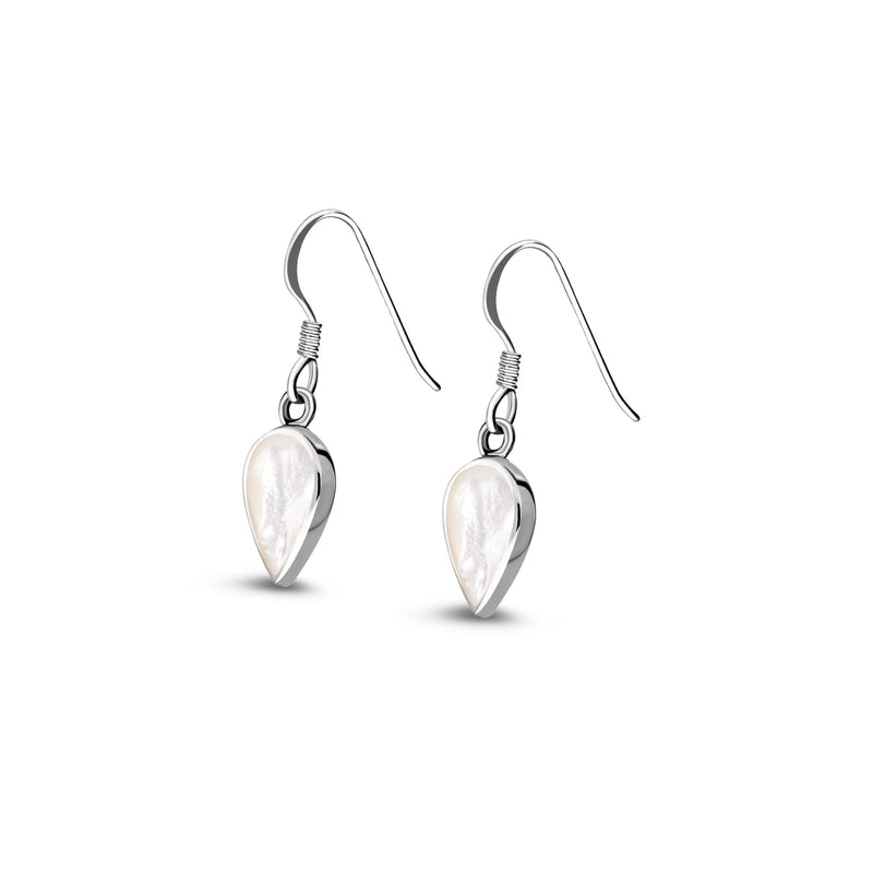 Sterling Silver Mother Of Pearl Inverted Teardrop Earrings