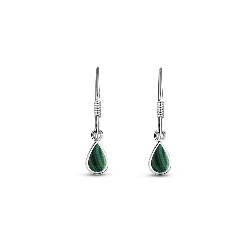 Sterling Silver Malachite Dinky Teardrop Earrings