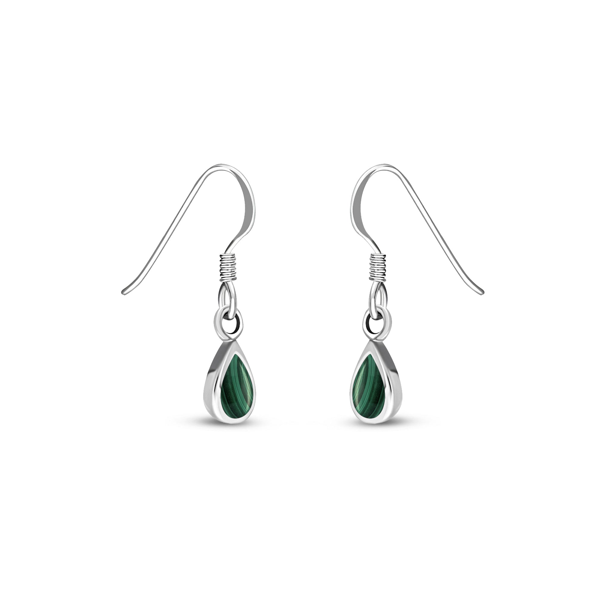 Sterling Silver Malachite Dinky Teardrop Earrings