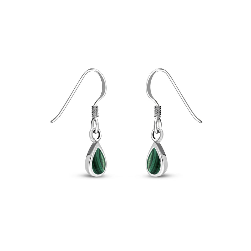 Sterling Silver Malachite Dinky Teardrop Earrings