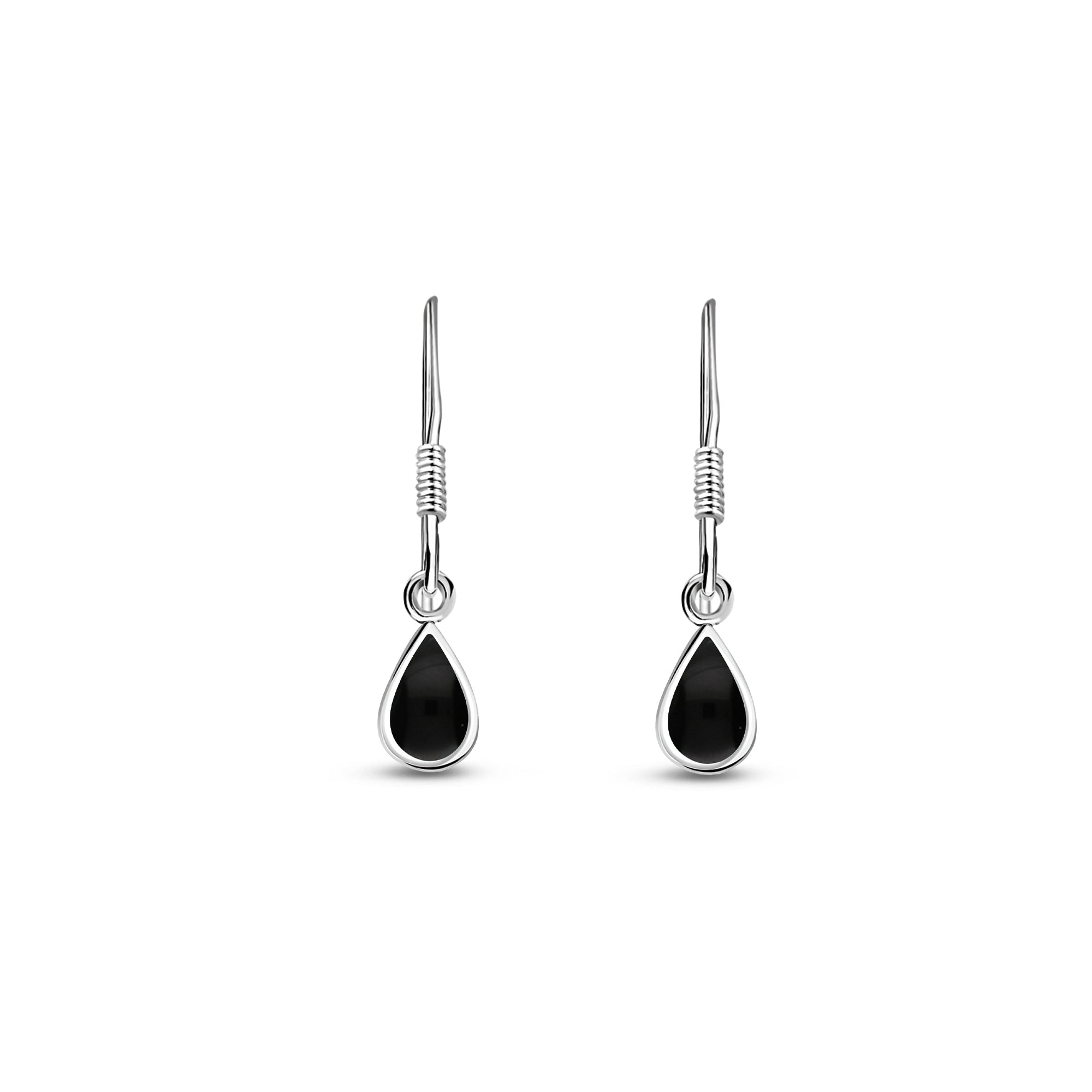 Sterling Silver Whitby Jet Dinky Teardrop Earrings