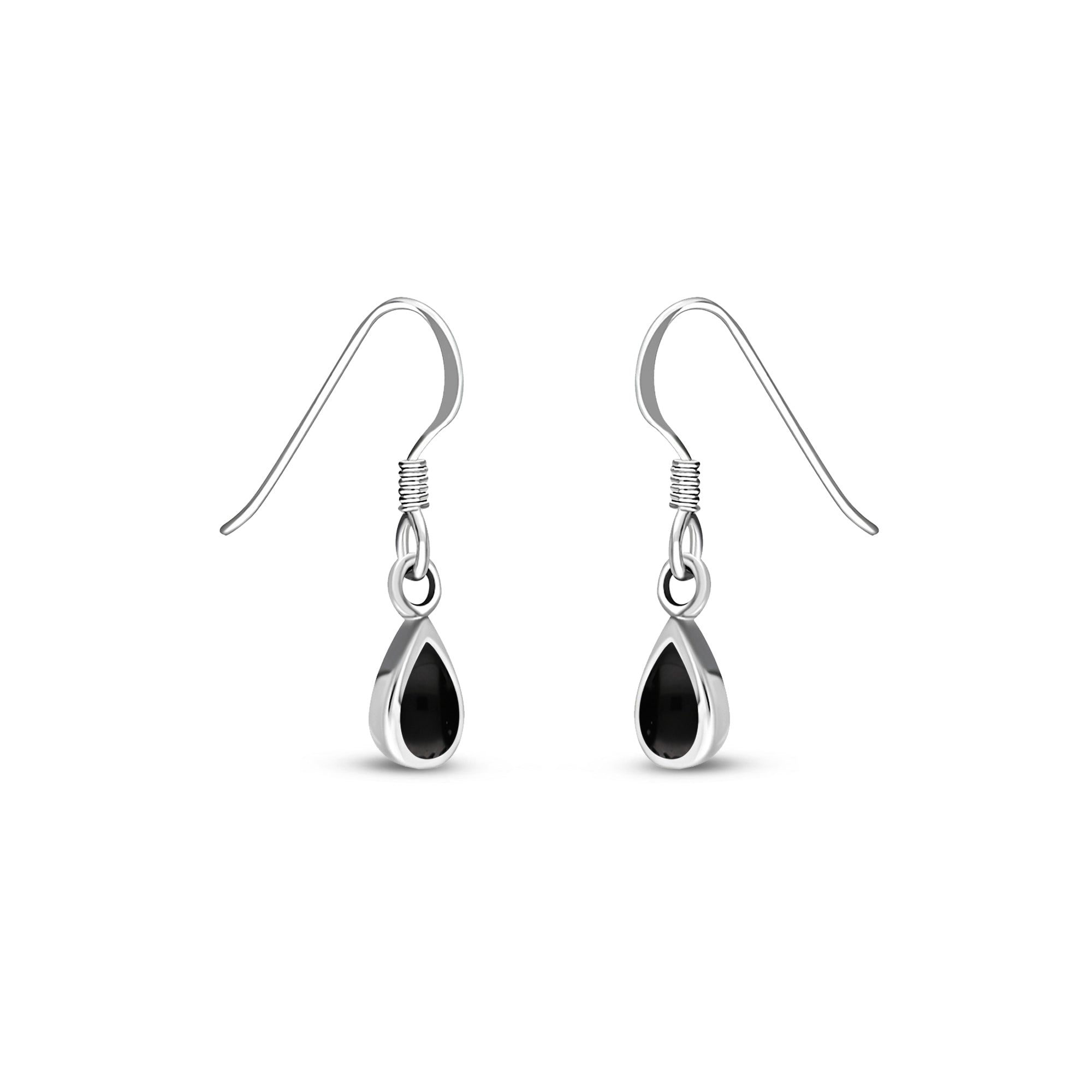 Sterling Silver Whitby Jet Dinky Teardrop Earrings