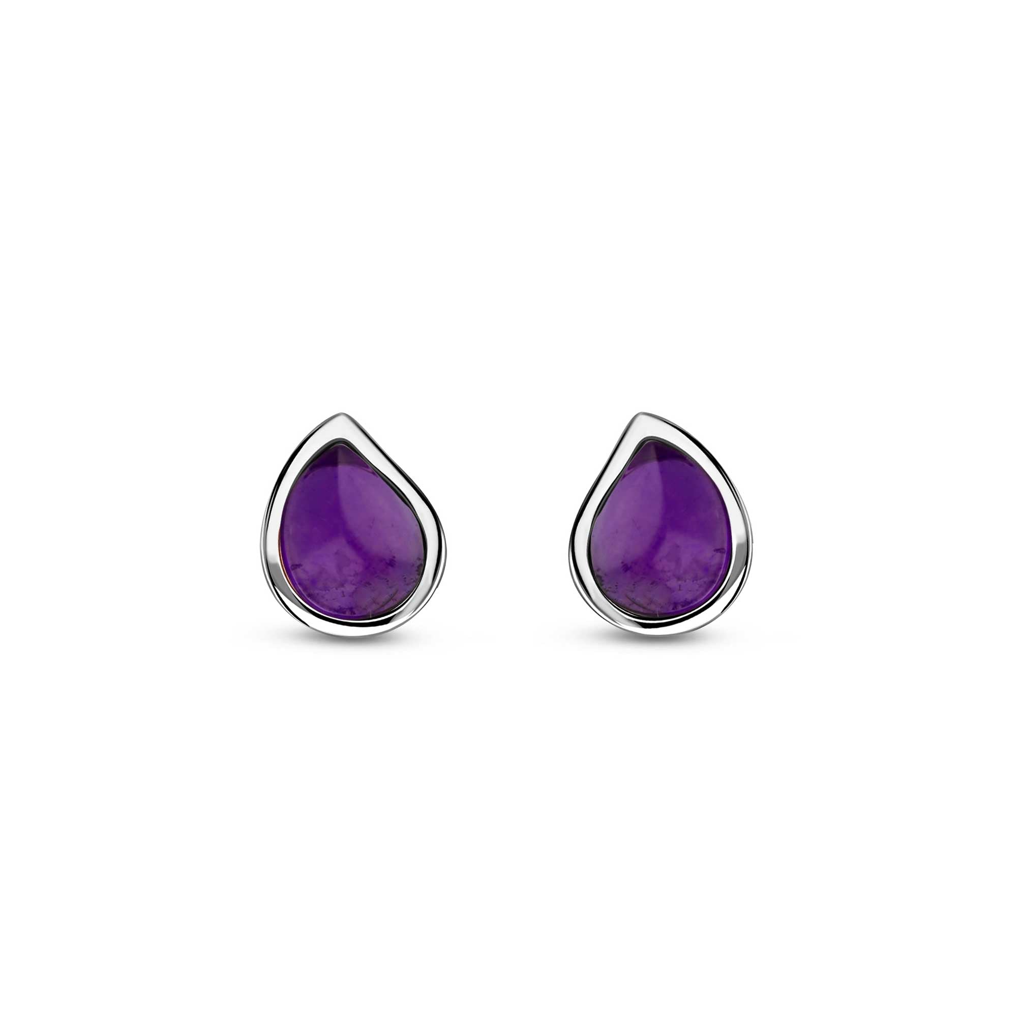 Sterling Silver Amethyst Peardrop Stud Earrings