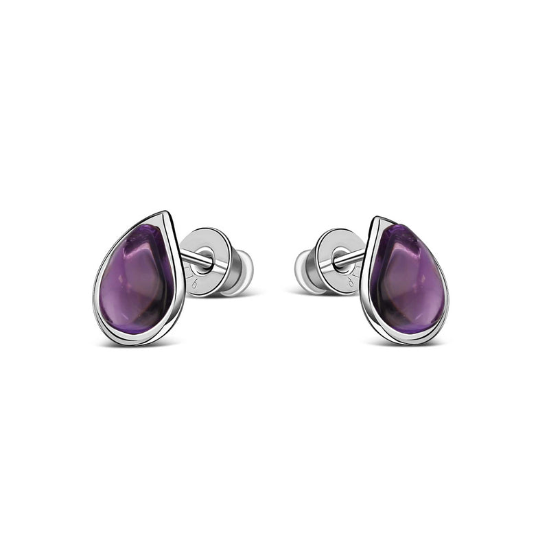 Sterling Silver Amethyst Peardrop Stud Earrings